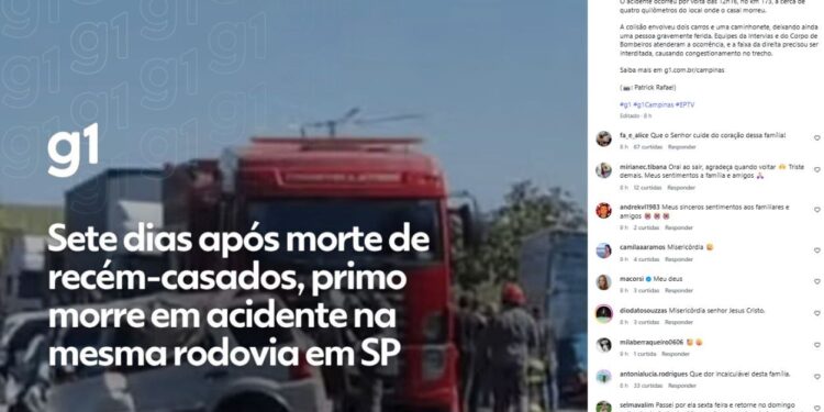 Nova tragédia em família de recém-casados mortos em acidente gera comoção nas redes sociais